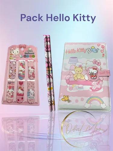 Pack Libreta Hello Kitty, 2 Lápices Grafito, 6 Marca Páginas-2