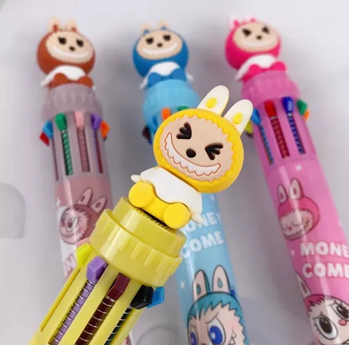 Lápiz Pasta 10 Colores Diseño Labubu, Kawaii, Escolar-4