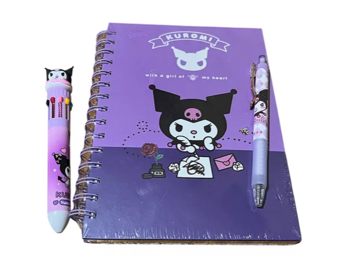Libreta Kuromi, Lápiz 10 Colores Y Lápiz Especial Kawaii-1