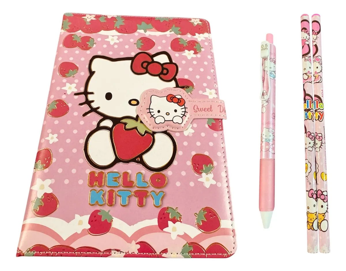 Libreta Hello Kitty, Lápiz Pasta, 2 Lápices Grafito Pack-0