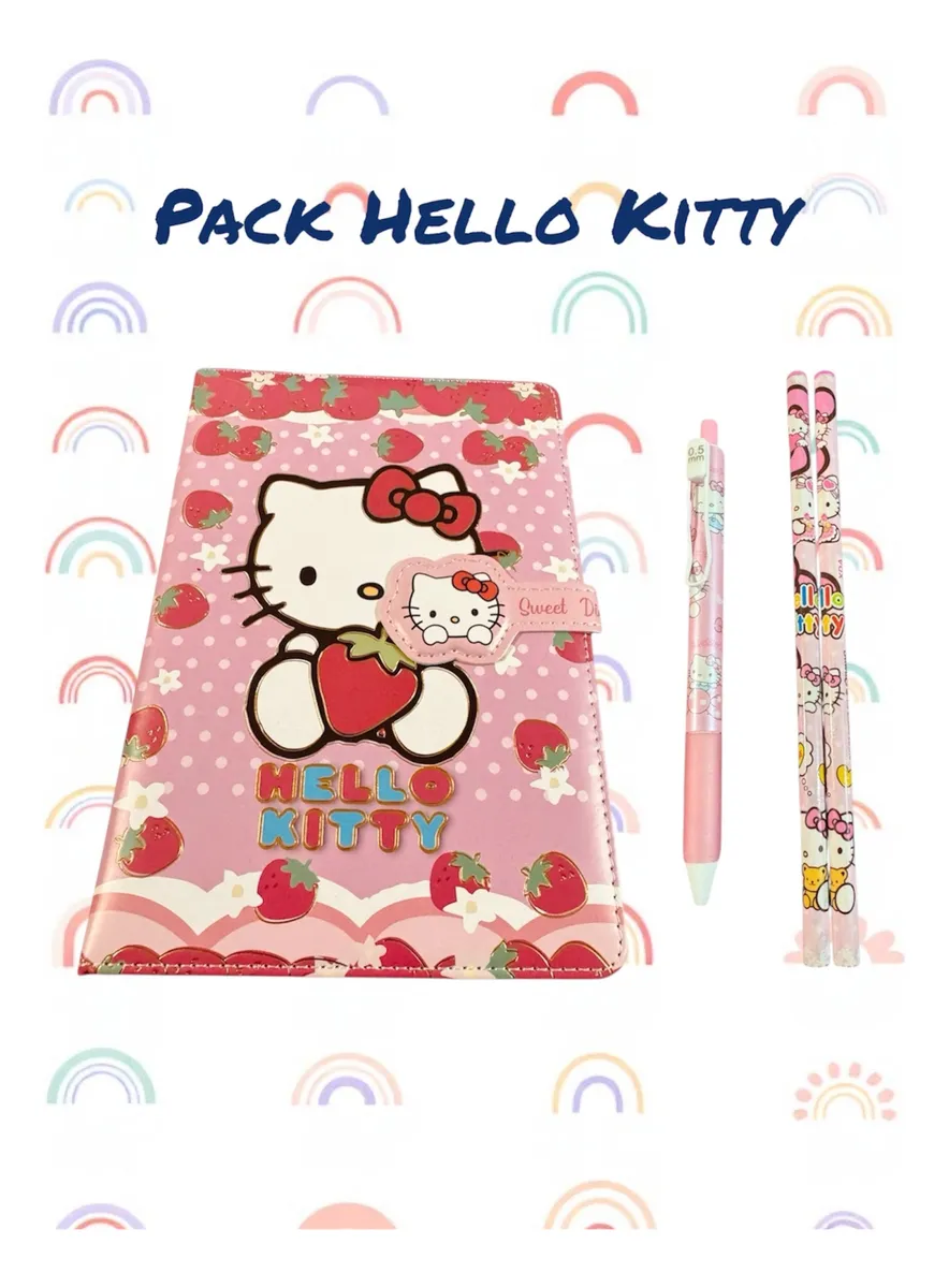 Libreta Hello Kitty, Lápiz Pasta, 2 Lápices Grafito Pack-1