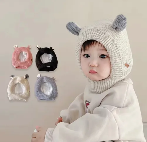 Gorro Invierno Bebé Abrigadores Diseño Con Orejitas Tiernas-4