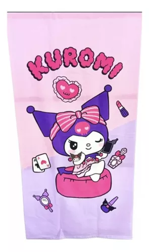Toalla Diseño Kuromi Kawaii 140 X 70 Cm Microfibra Playera-0