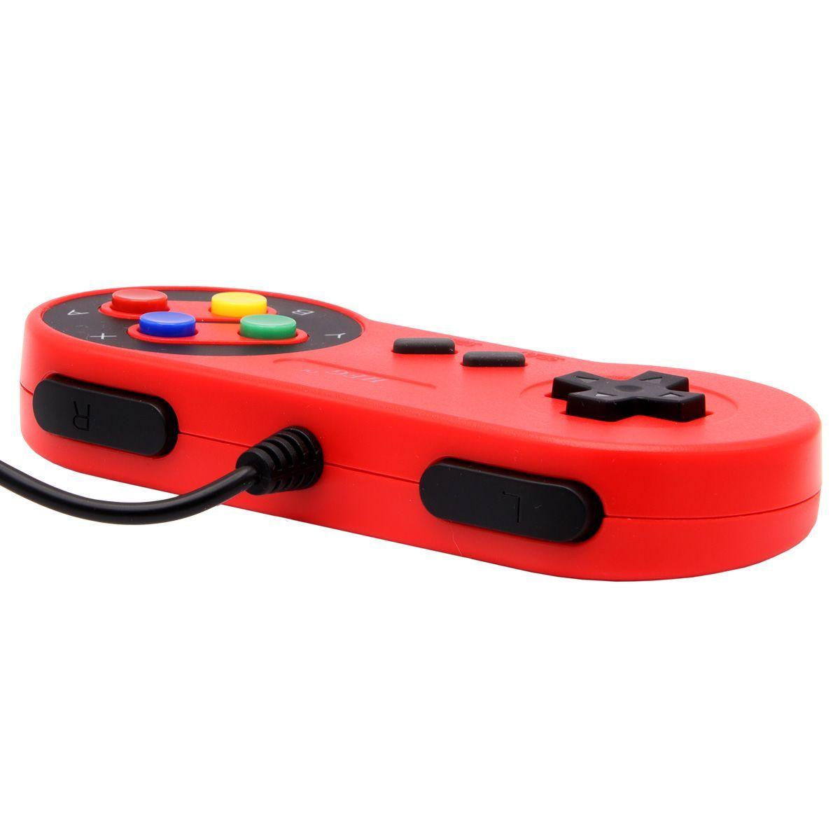 Control Rojo Super Nintendo Colores Con Cable USB-2