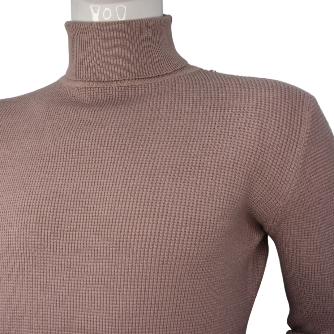 Sweater Hombre Elasticado Cuello Alto Beatle Palo Rosa-1
