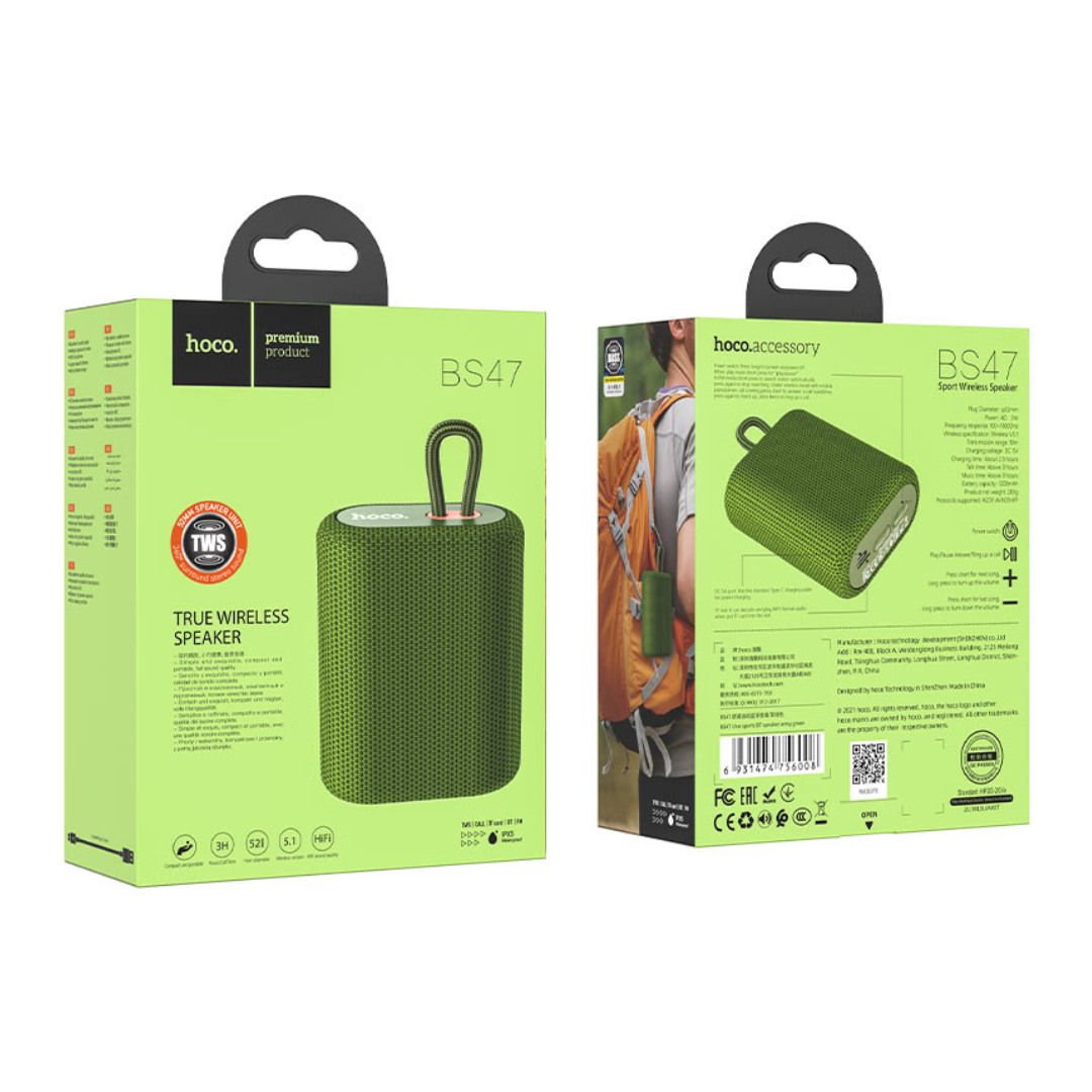 Parlante Verde Militar Sport BS47 Uno Portátil Ligero Y Compacto-2