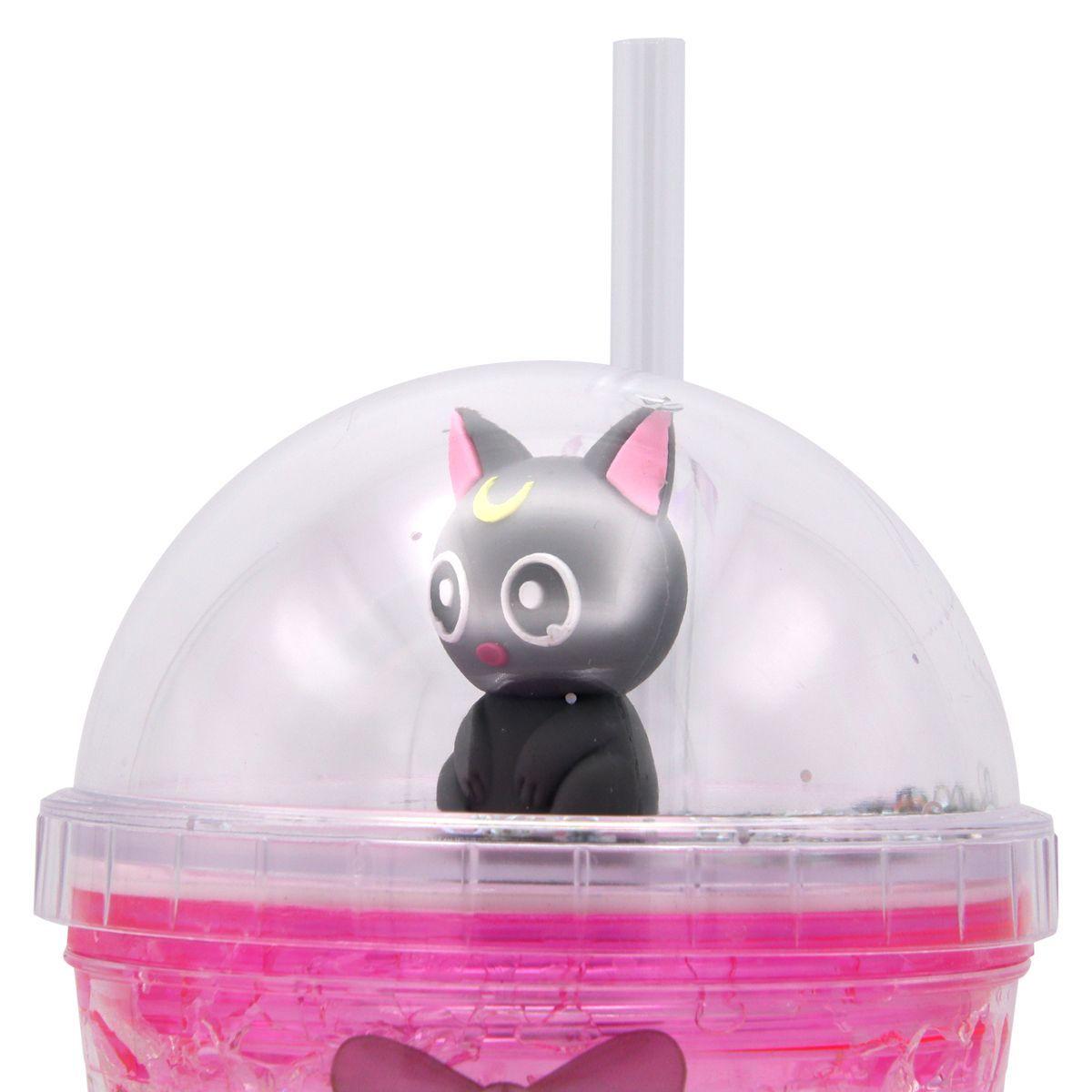 Vaso Diseño Sailoor Mon Luna Gris Con Glitter y Luz Led Kawaii-3