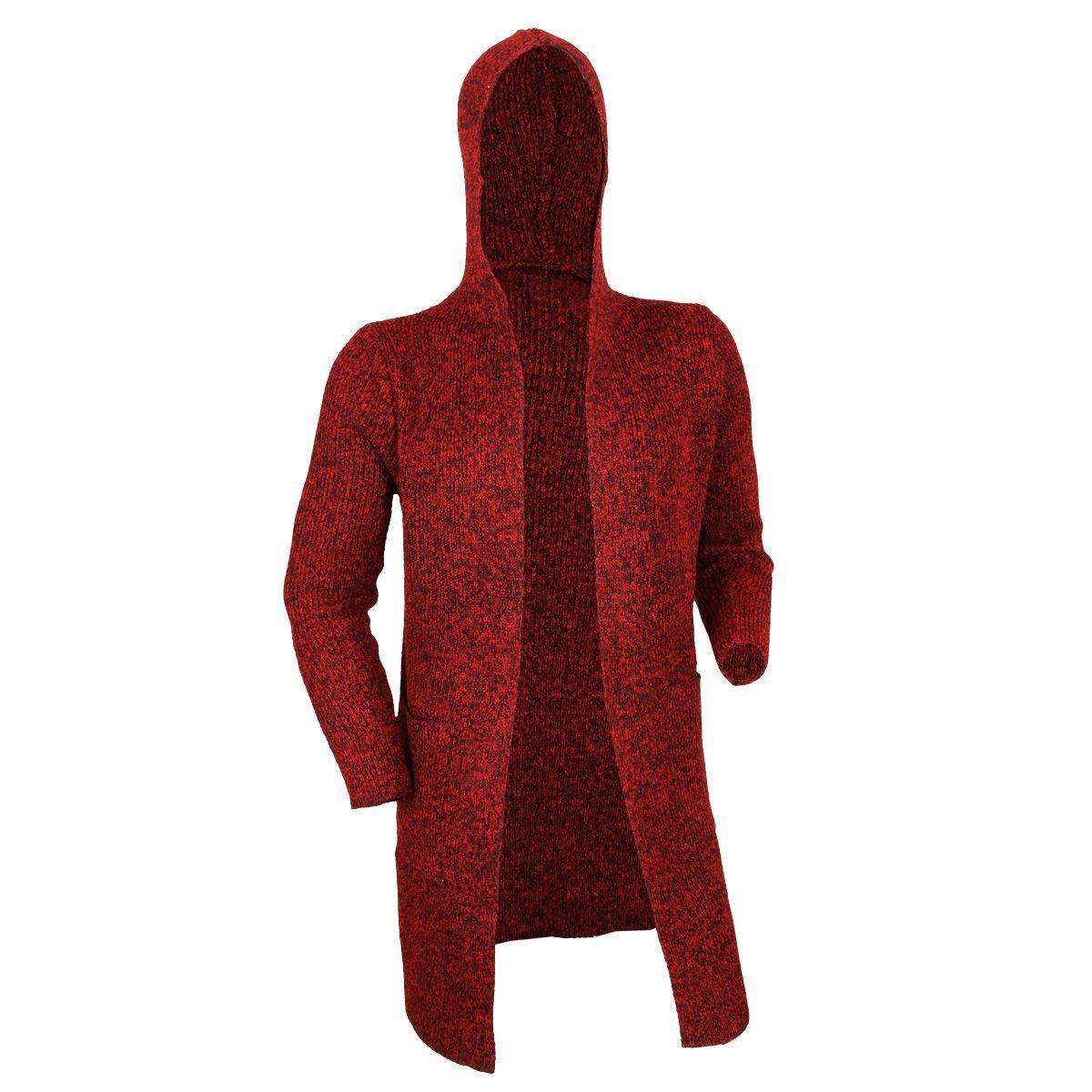 Chaleco Burdeo Largo Grueso Con Gorro Moderno Modelo 8811-0