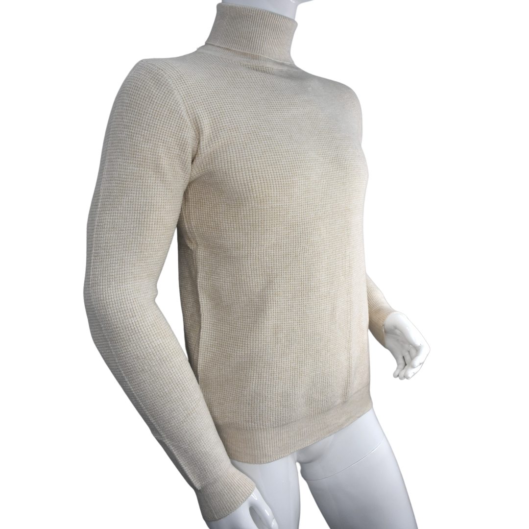 Sweater Hombre Elasticado Cuello Alto Beatle Ivory-5