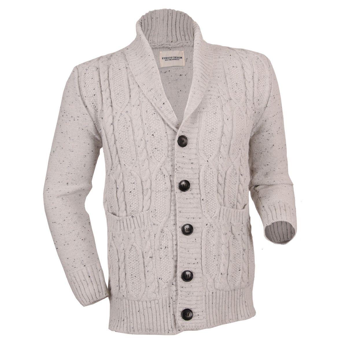 Chaleco Blanco Tejido Trenzado Con Bolsillos Abotonado y Puntos Modelo 15 -0