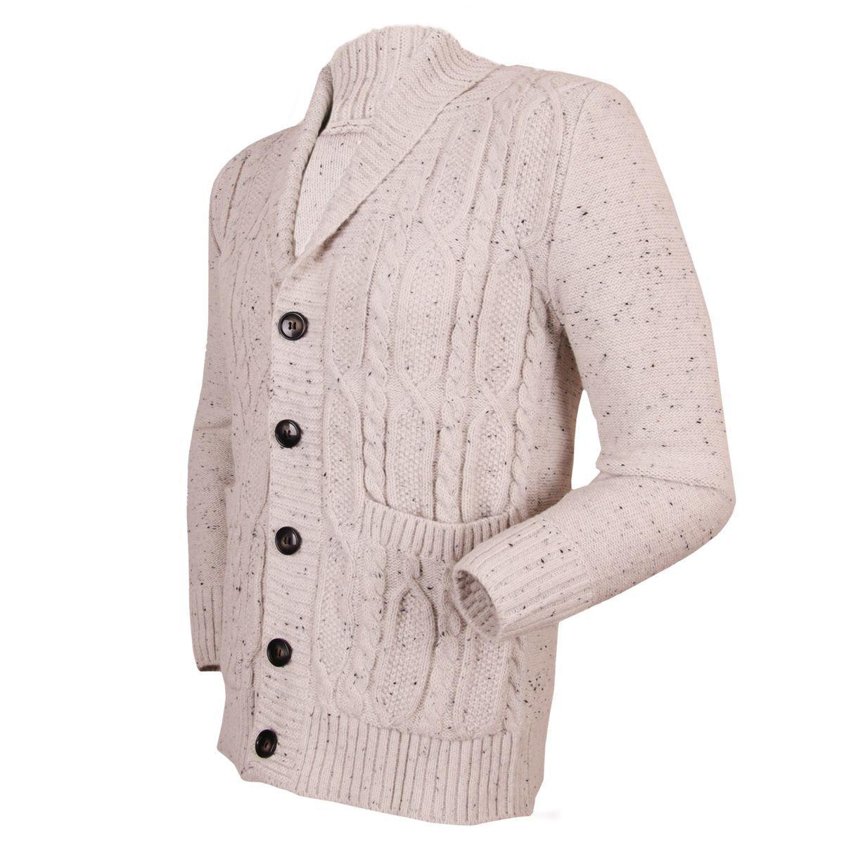 Chaleco Blanco Tejido Trenzado Con Bolsillos Abotonado y Puntos Modelo 15 -1