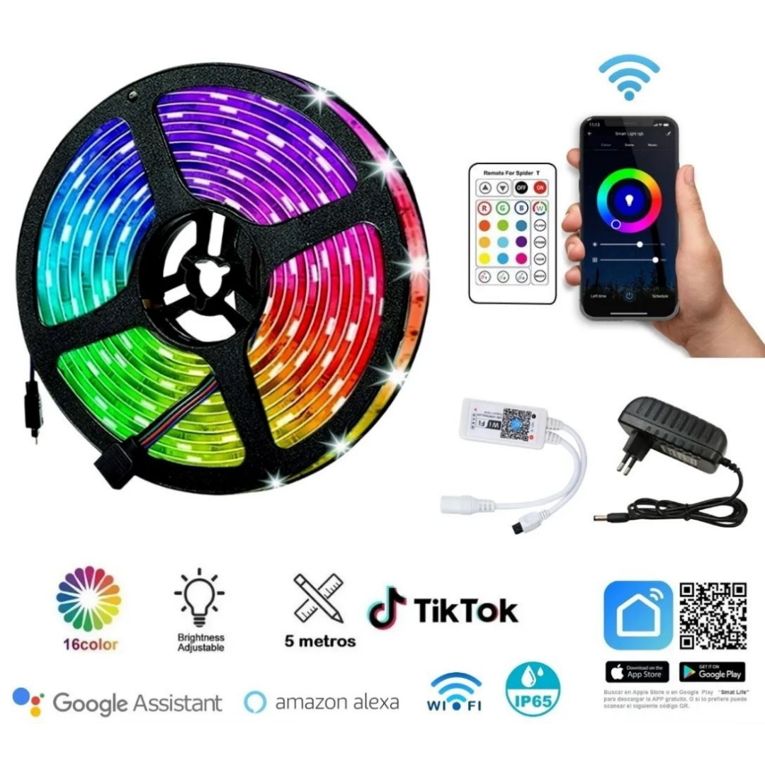 Cinta Led Rgb 5050 5mts Control 44 Botones - Se Unen -2