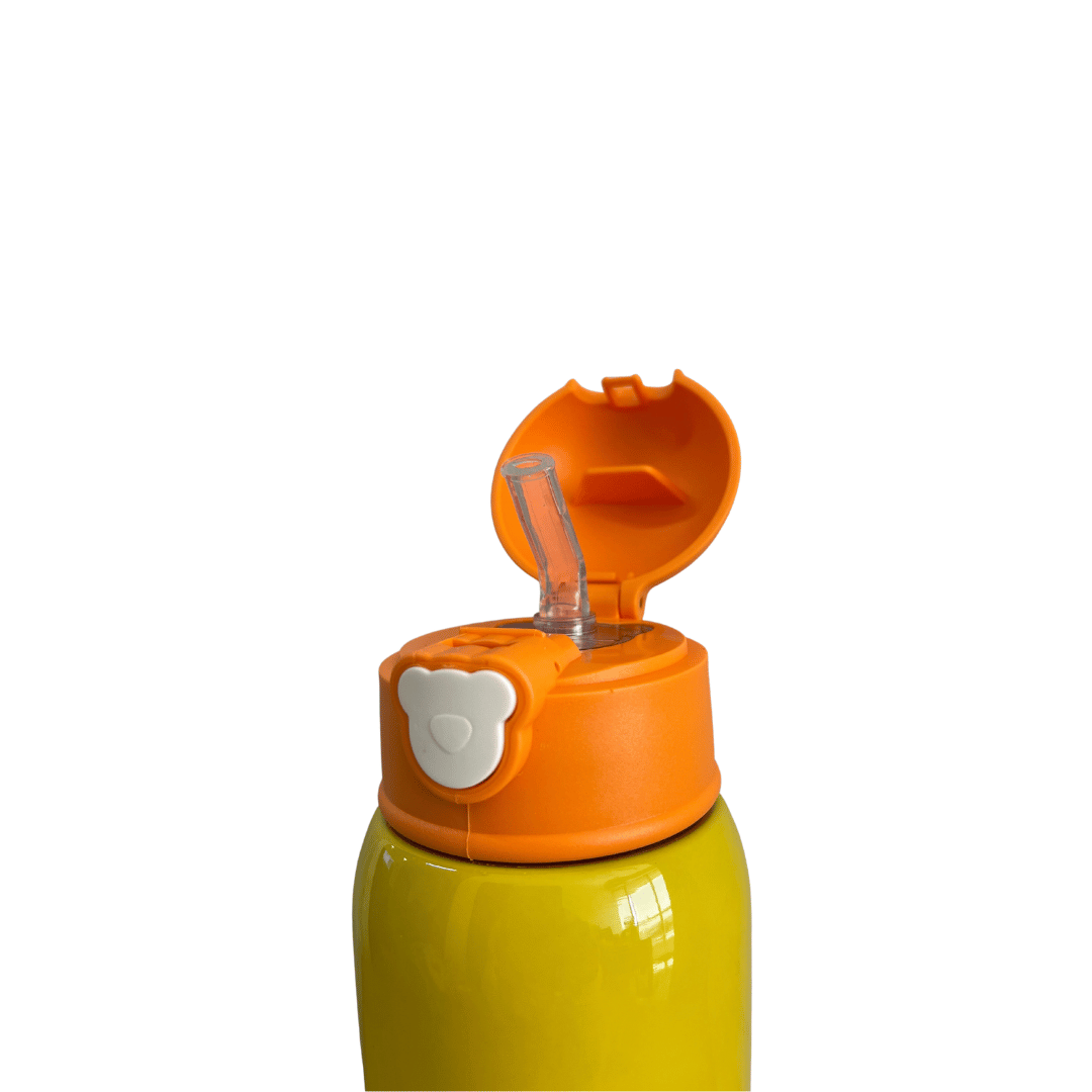 Termo Amarillo Con Funda Colgante Agua Fria y Caliente 450ml-3