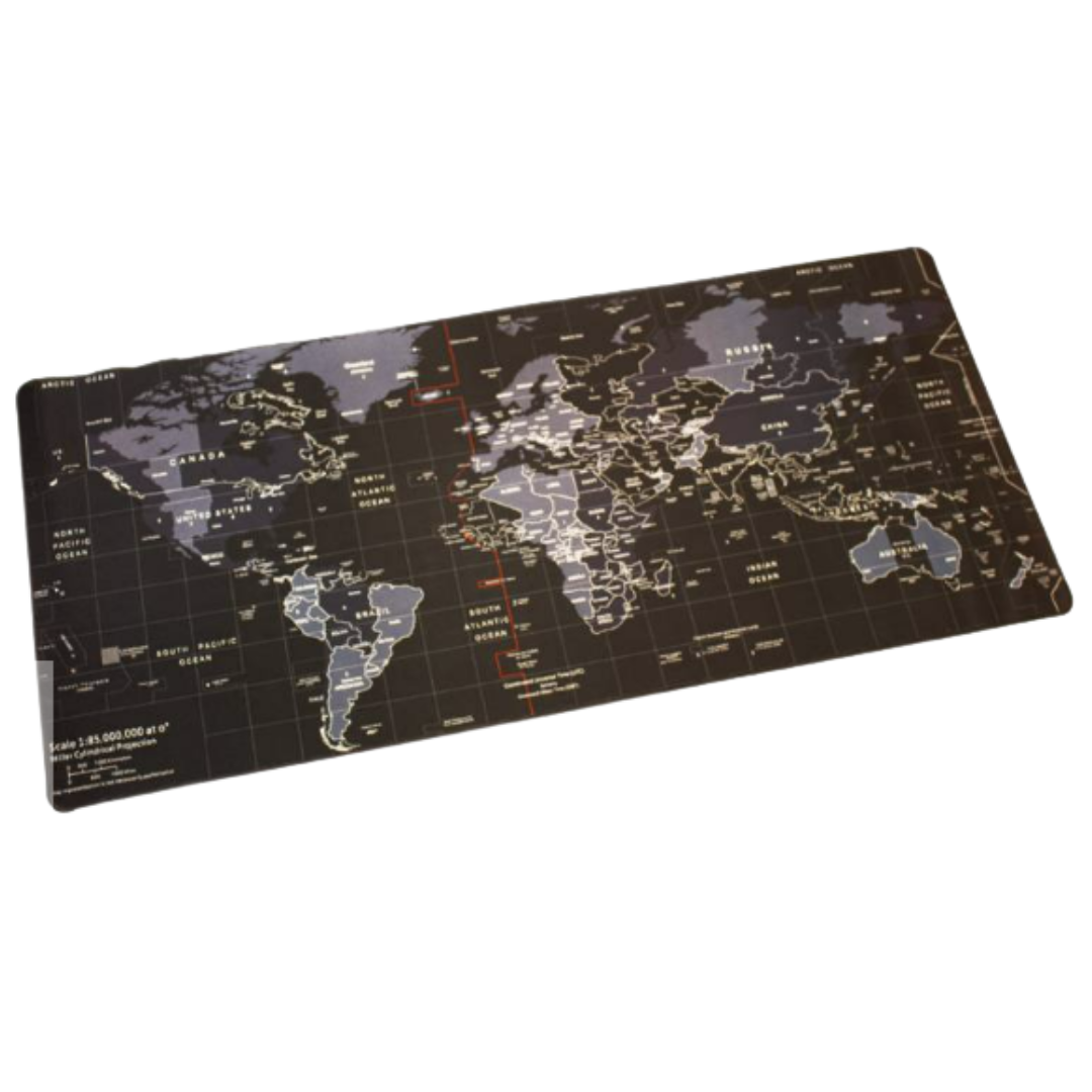 Mouse Pad Gamer Negro Mapa De Mundo 90cm X 40cm-1
