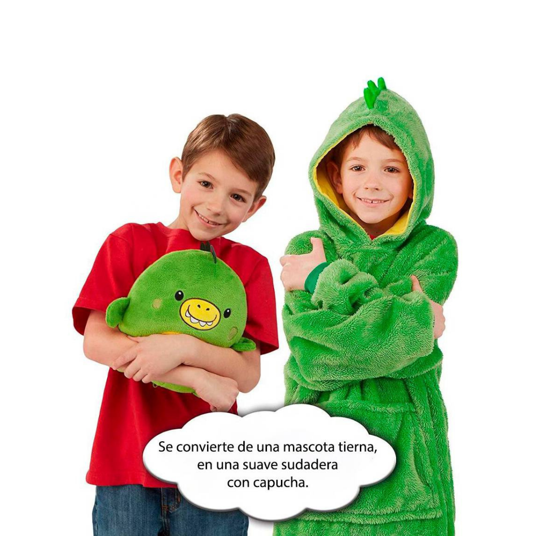 Peluche Polerón Con Capucha Verde Infantil-4