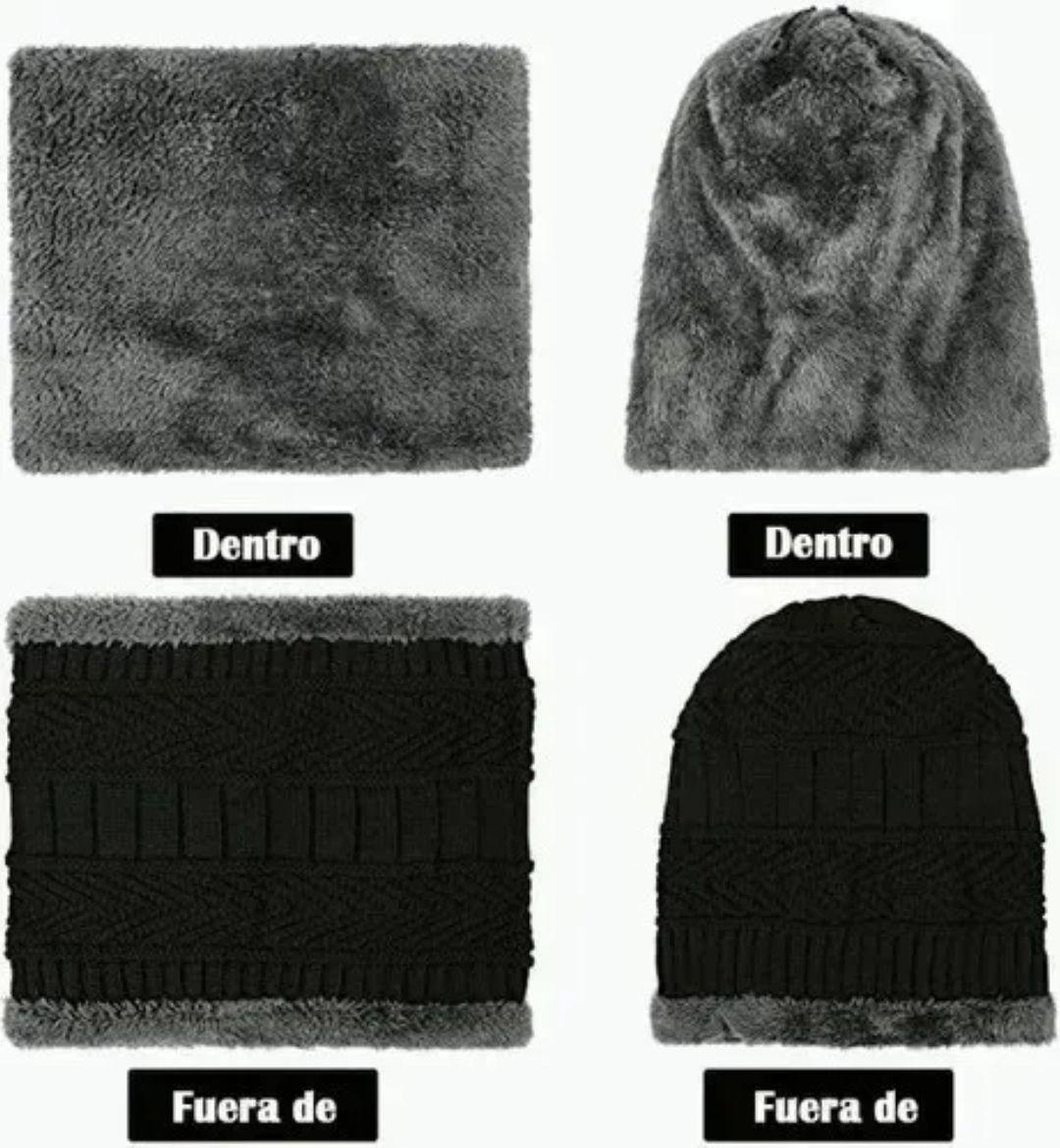 Gorro Invierno De Lana Con Cuello Abrazador Forrado Con Chiporro-3