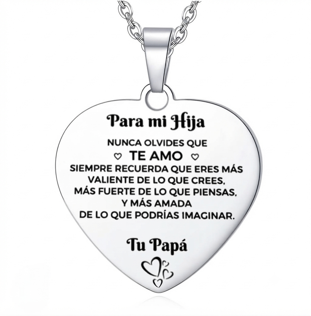 Collar Corazon De Acero Inoxidable Con Grabado-0