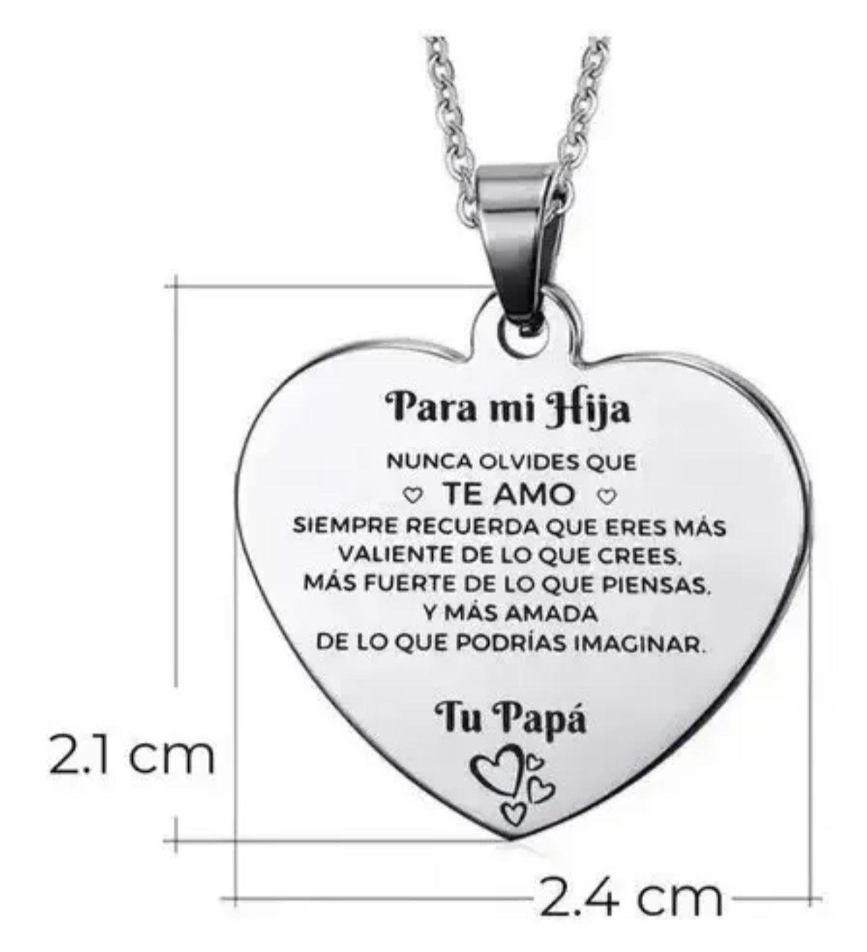 Collar Corazon De Acero Inoxidable Con Grabado-2