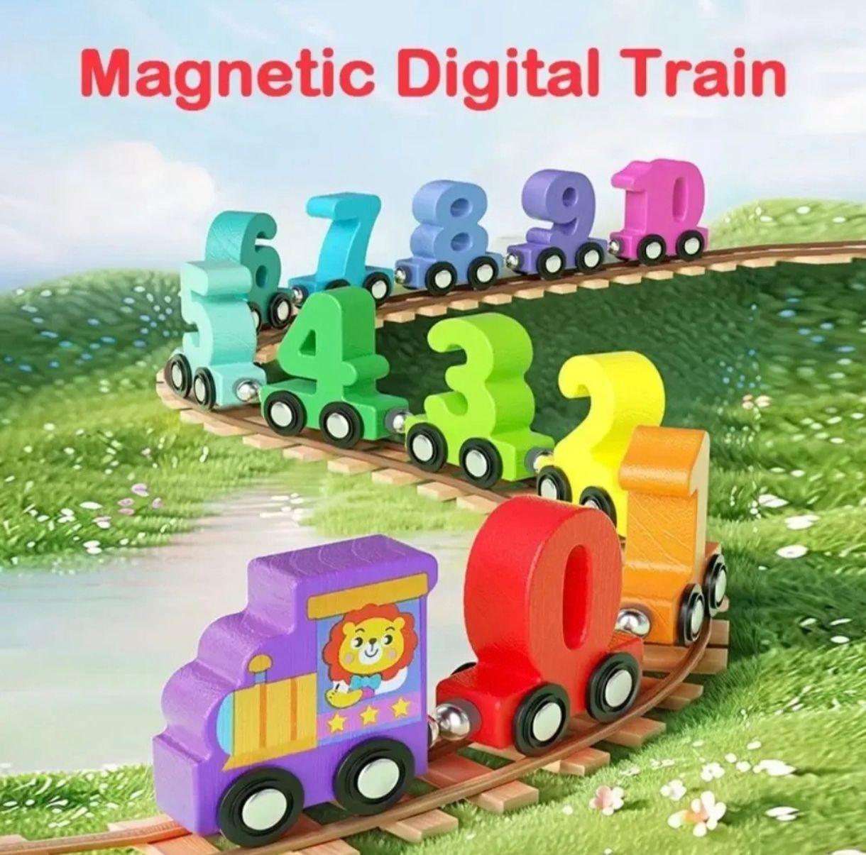 Juguete Didactico Tren Numerico Magnetico De Madera-4