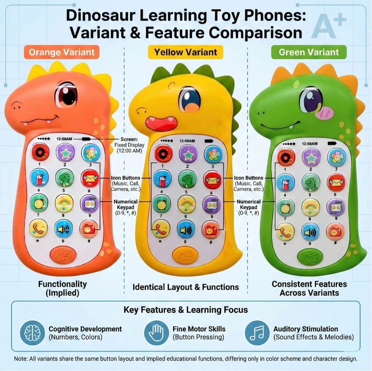 Tel fono Juguete Educativo Dinosaurio Musical Luces Y Sonidos-2