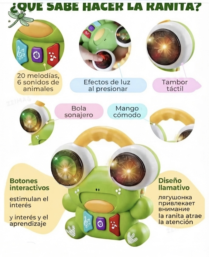 uguete Musical Rana Interactivo Con Luces Y Sonido Didactico-1