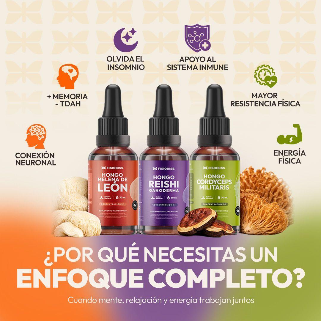 Pack Bienestar Integral Melena de Leon Reishi Cordyceps Extracto Gotas 30ml X3 FISIOBISS-4