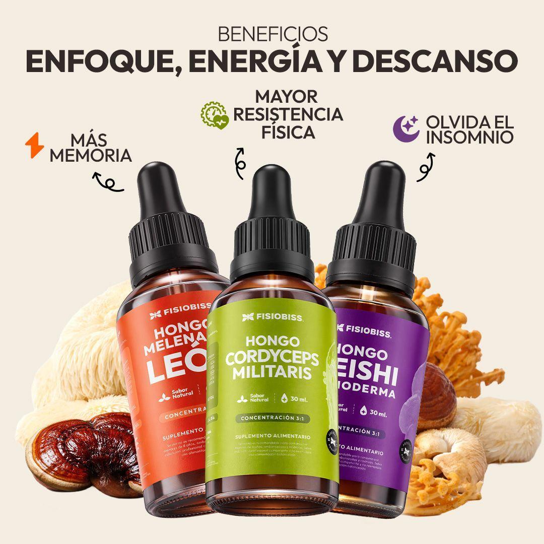Pack Bienestar Integral Melena de Leon Reishi Cordyceps Extracto Gotas 30ml X3 FISIOBISS-5