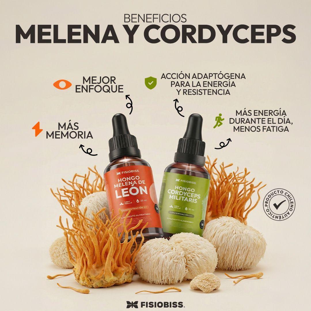Pack X2 Melena Leon y Cordyceps Gotas 30ml Fisiobiss-3