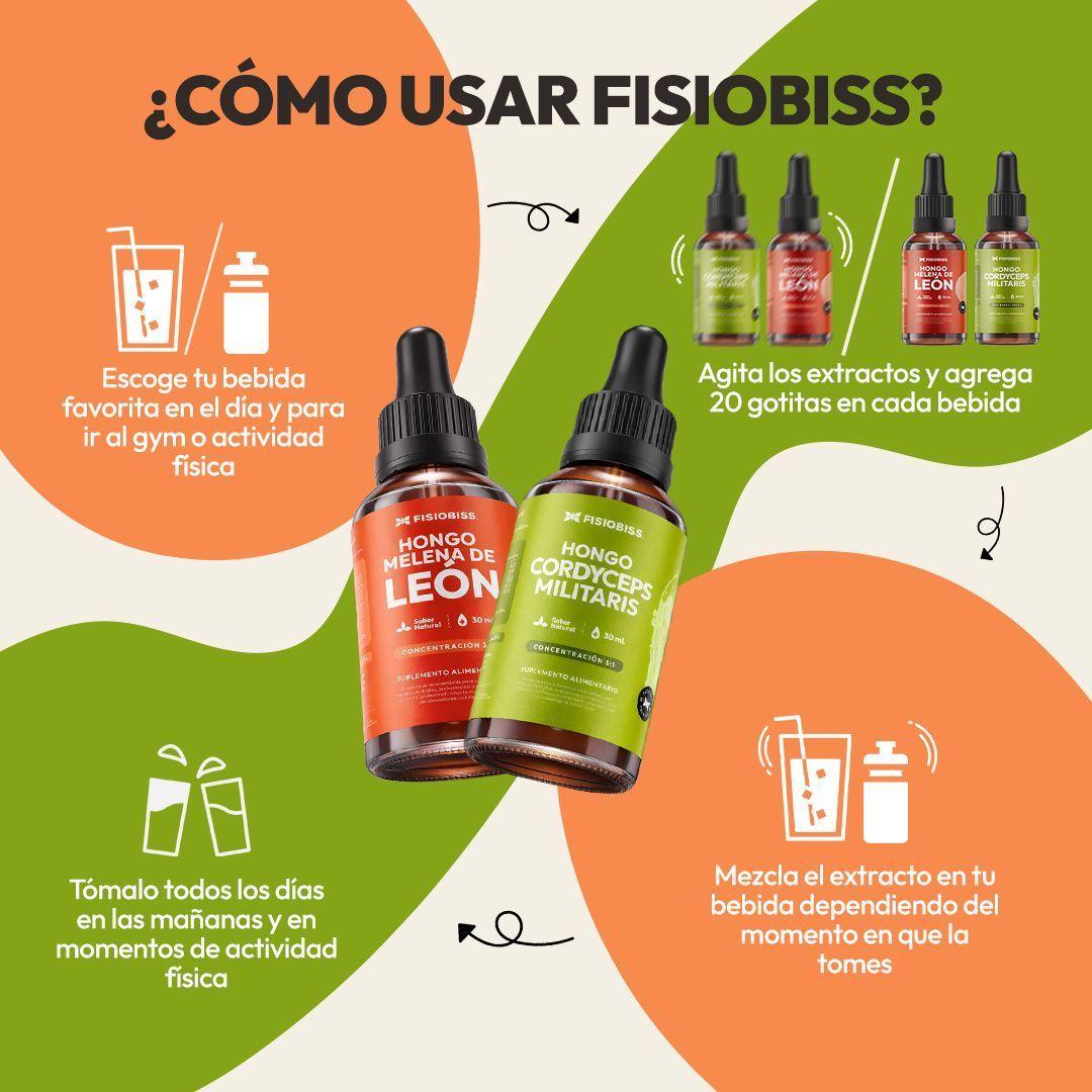 Pack X2 Melena Leon y Cordyceps Gotas 30ml Fisiobiss-4