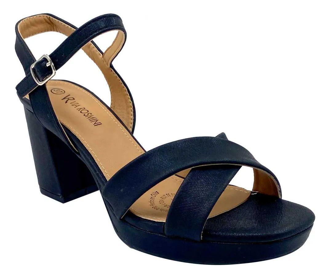 Sandalia Taco Mujer Genne Via Rosmini Negro-1