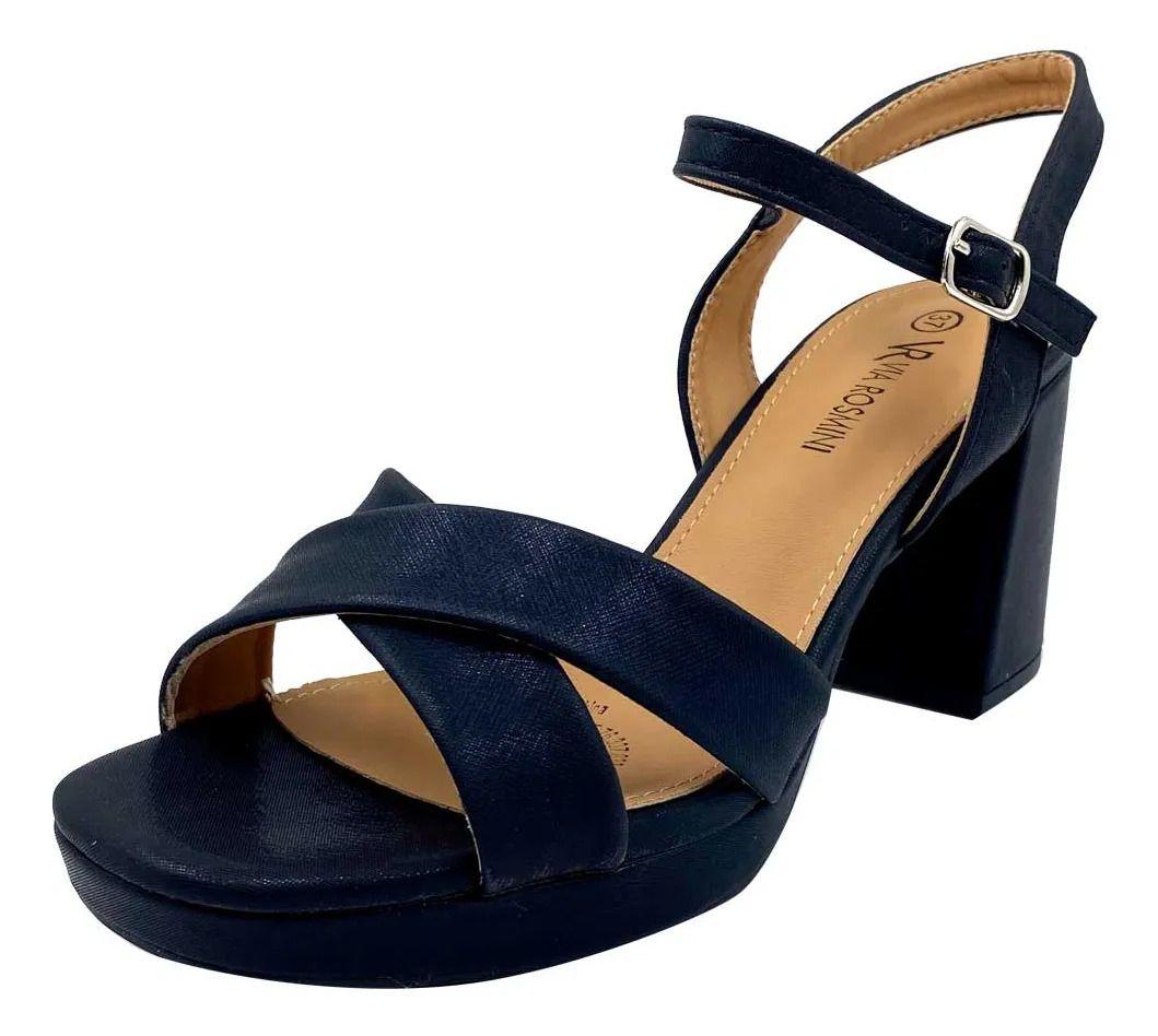 Sandalia Taco Mujer Genne Via Rosmini Negro-2