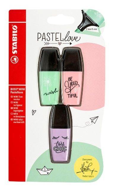 DESTACADOR MINI PASTEL 3 COLORES  BLISTER STABILO-0