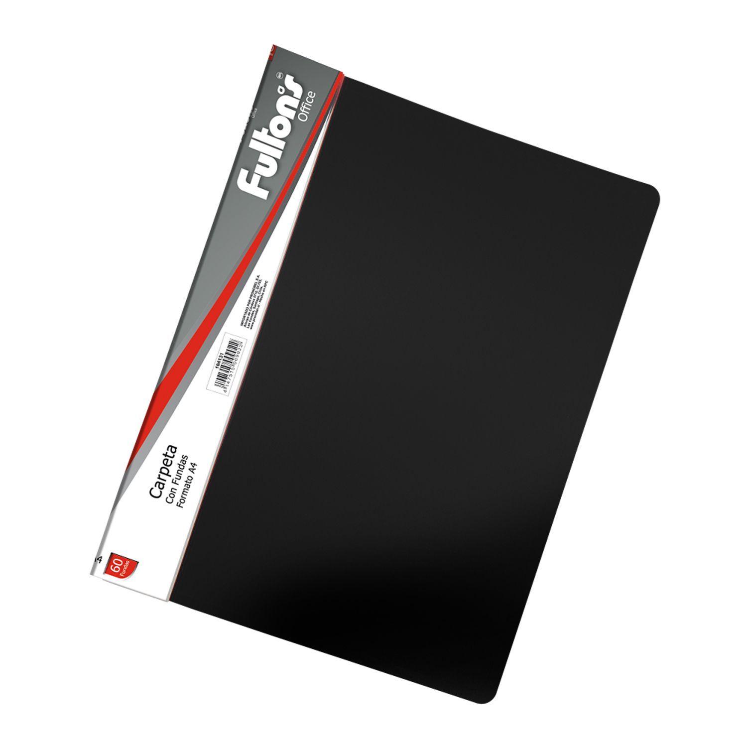CARPETA  CON FUNDAS VINIL A4 NEGRA  60 FUNDAS  FULTONS-0