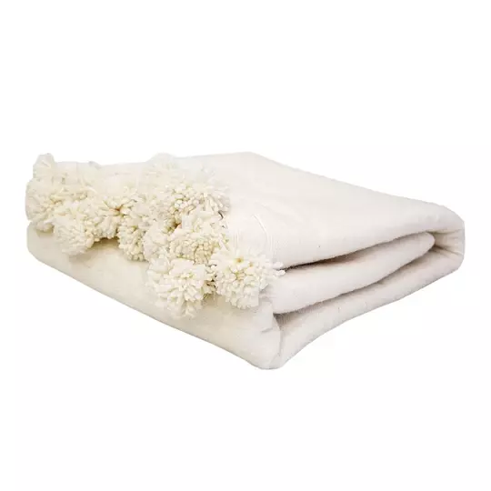 Frazada Adela Beige Pompón-3