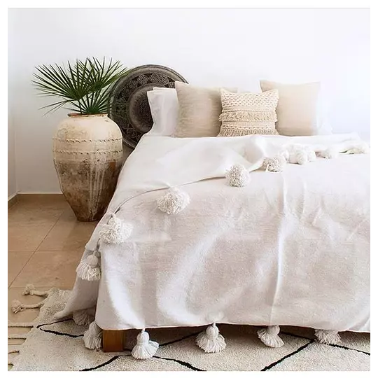 Frazada Adela Beige Pompón-1