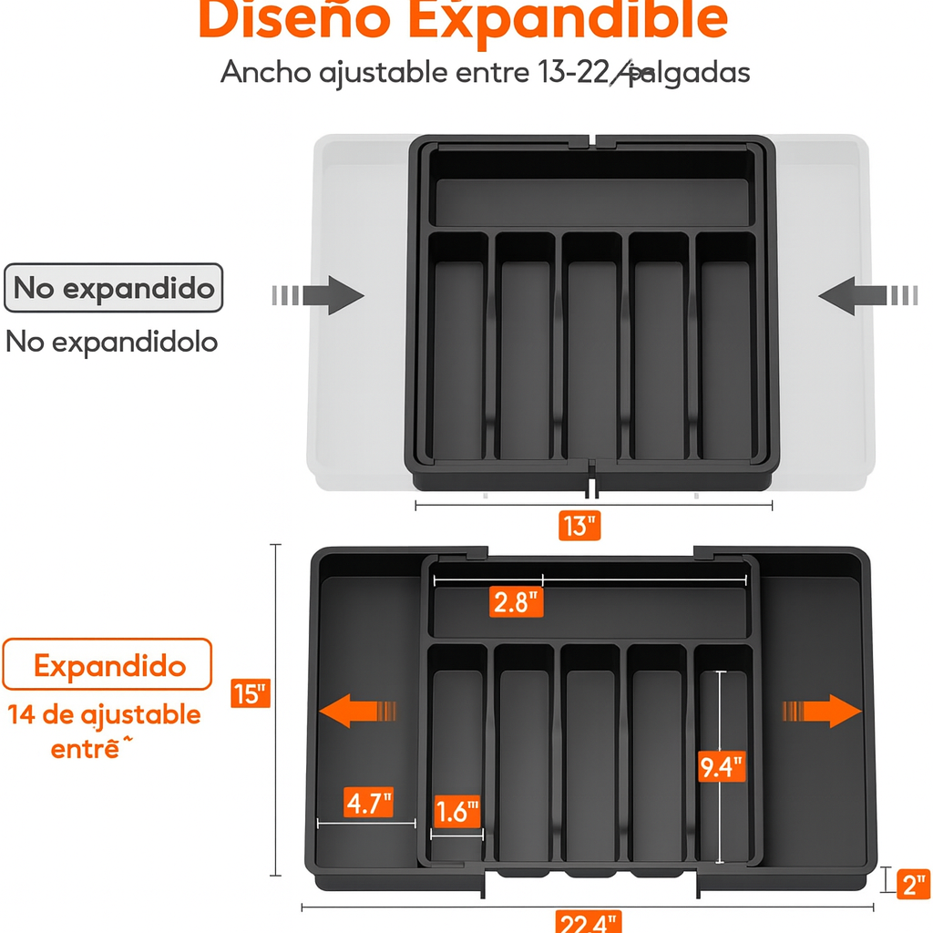 Organizador Ajustable Cubiertos Expandible 8 Compartimentos-4