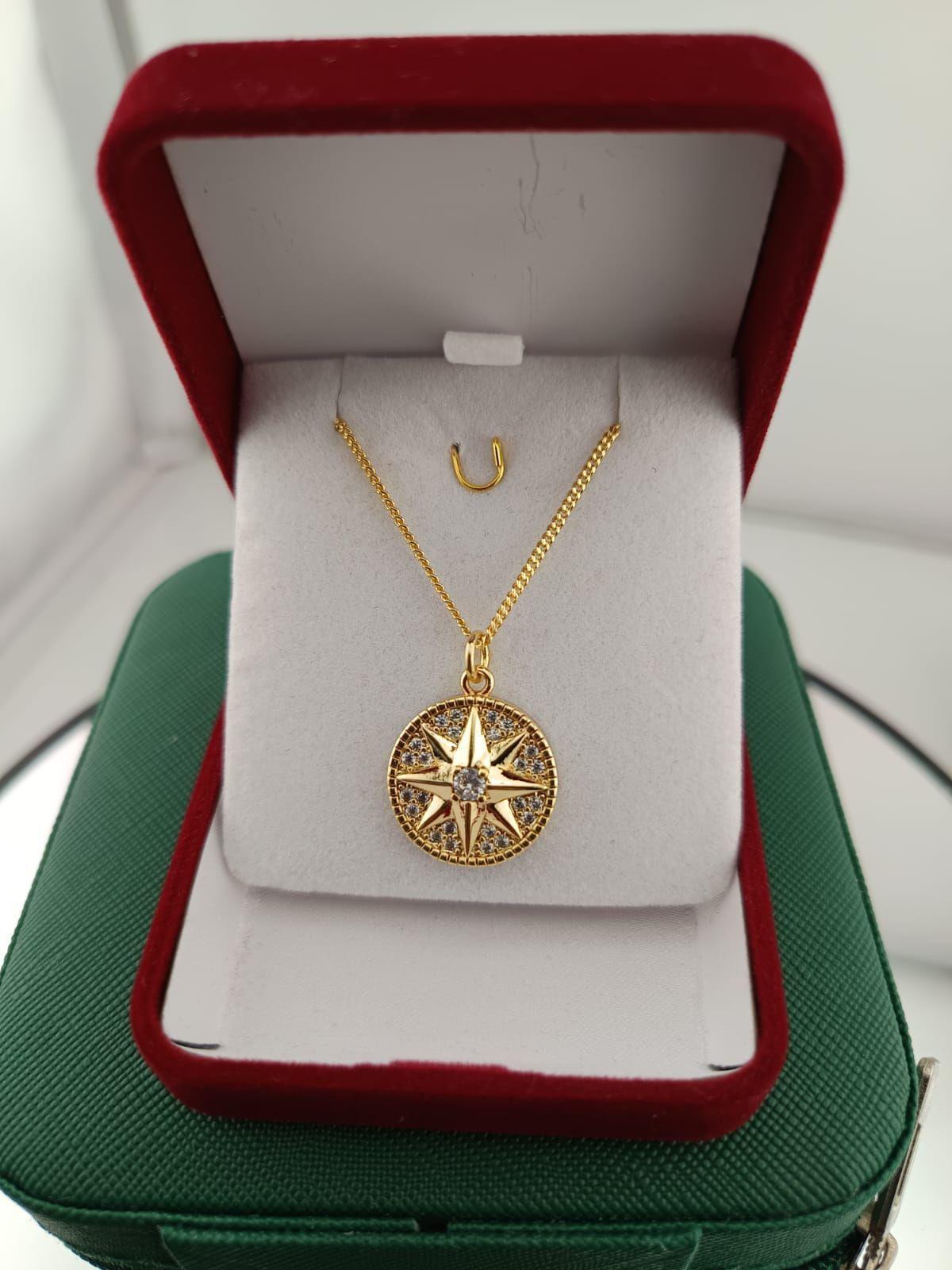 COLGANTE BRUJULA Y CADENA CON BAÑO DE ORO 14K-2