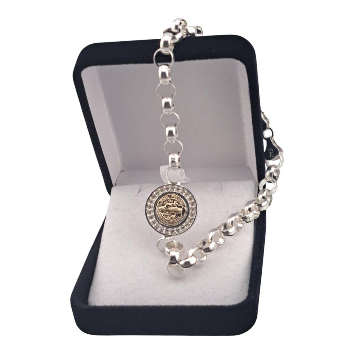 PULSERA SAN BENITO PARA MUJER ELABORADA EN PLATA ITALIANA 925 Y CIRCONES-1