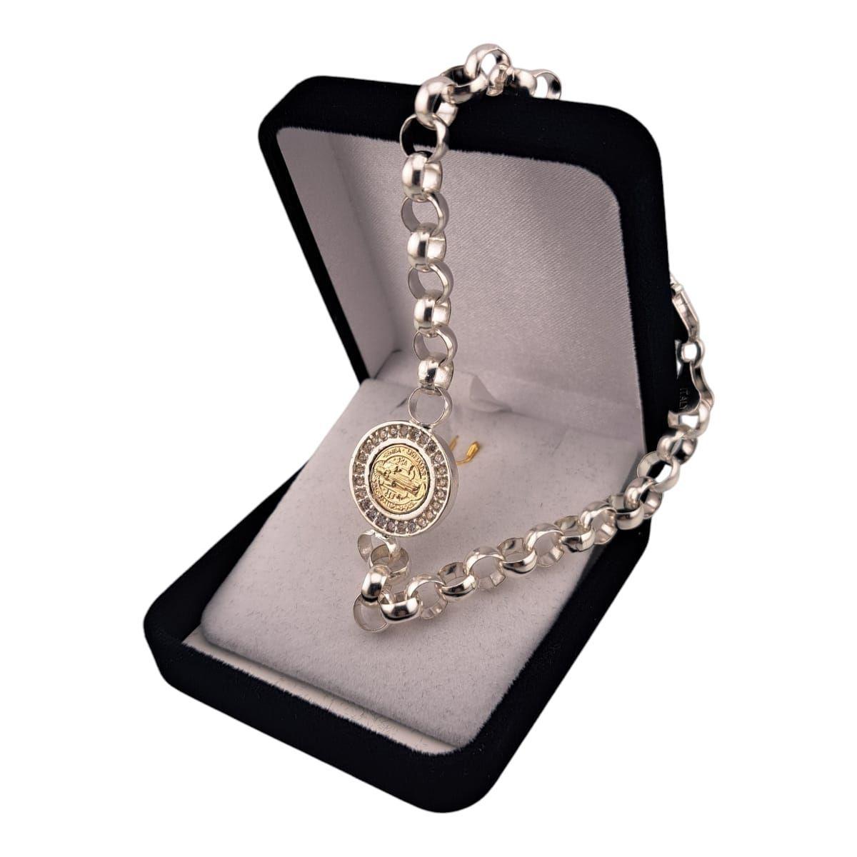 PULSERA SAN BENITO PARA MUJER ELABORADA EN PLATA ITALIANA 925 Y CIRCONES-2