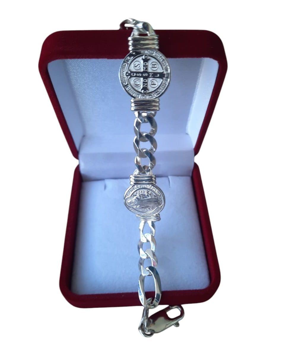 PULSERA SAN BENITO PARA HOMBRE ELABORADA EN PLATA ITALIANA 925-0