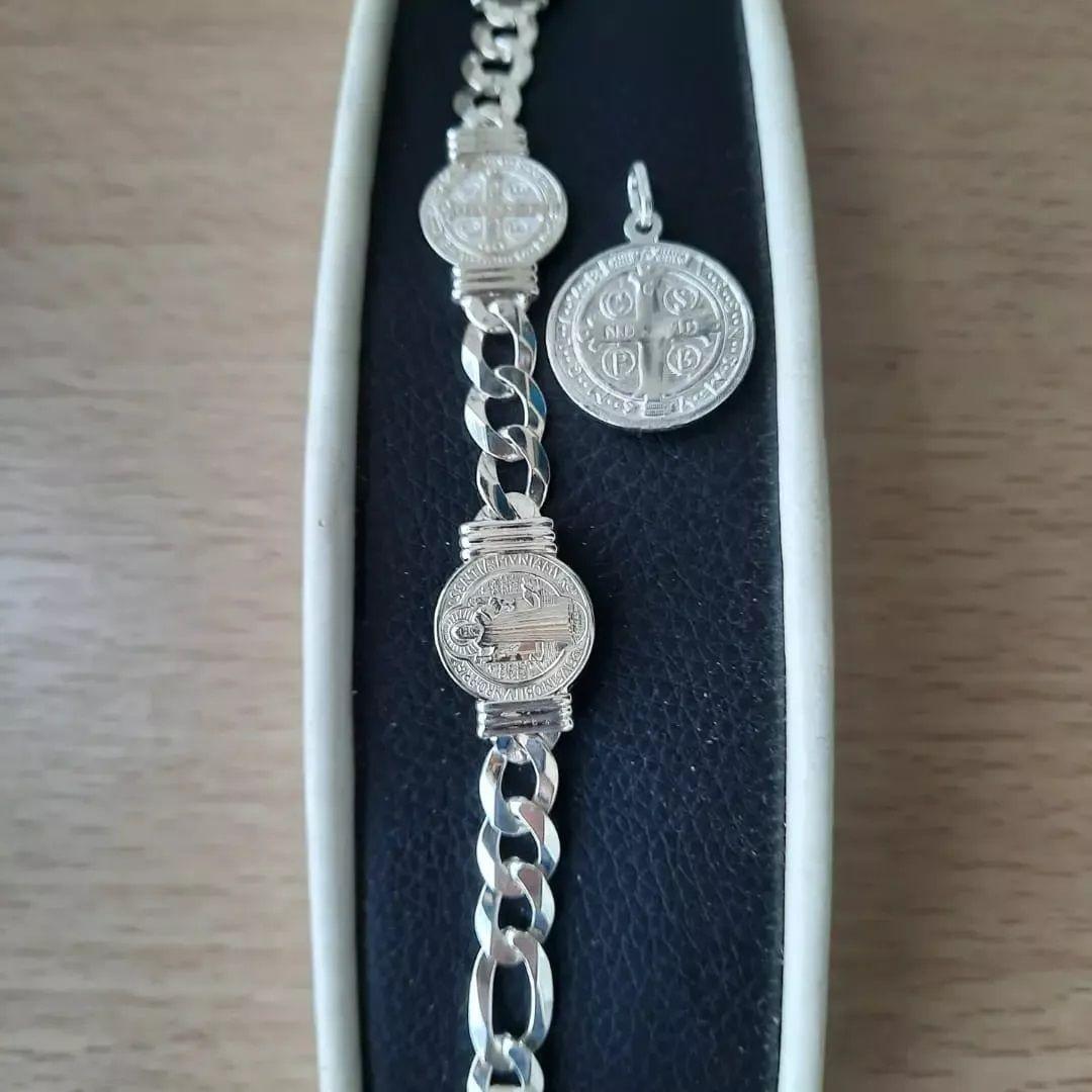 PULSERA SAN BENITO PARA HOMBRE ELABORADA EN PLATA ITALIANA 925-1