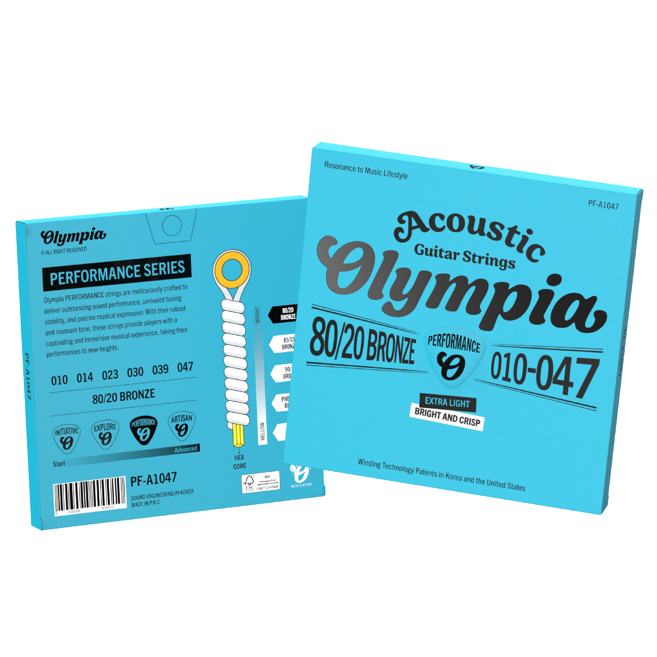 Set Cuerdas Guitarra Acústica 010-047 PF-A1047 Olympia-1