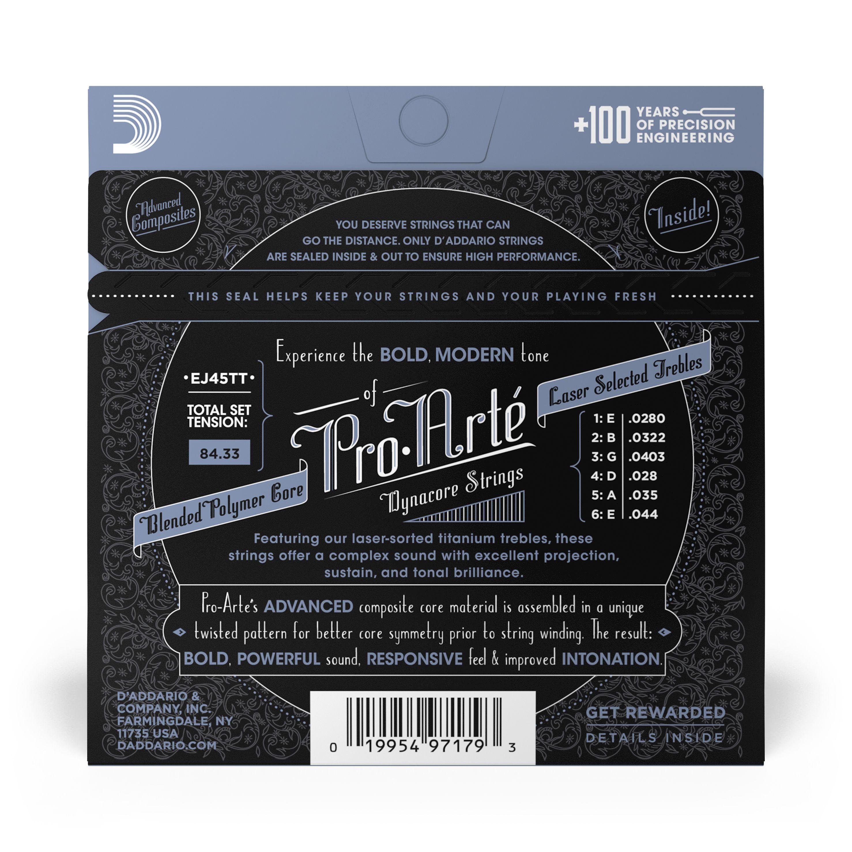 Set Cuerdas Guitarra Clásica Dynacore Pro-Arté EJ45TT  Daddario-2