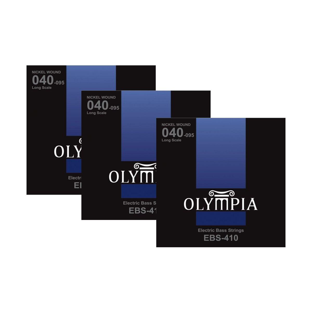 Pack 3 Set De Bajo 4 Cuerdas Olympia Ebs-410-0