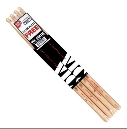 Pack 3 Baquetas Vic Firth + 1 de obsequio American Classic 5A-0