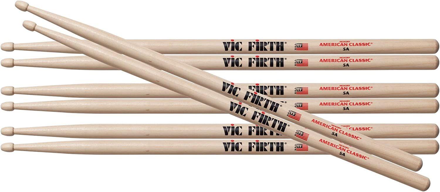 Pack 3 Baquetas Vic Firth + 1 de obsequio American Classic 5A-2