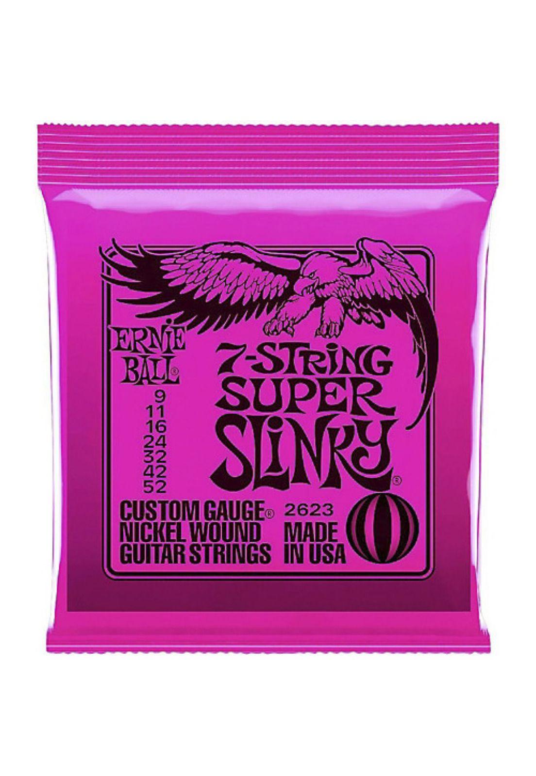 Set de Cuerdas para guitarra eléctrica 7 cuerdas Ernie Ball 2623 Super Slinky 9-52-0