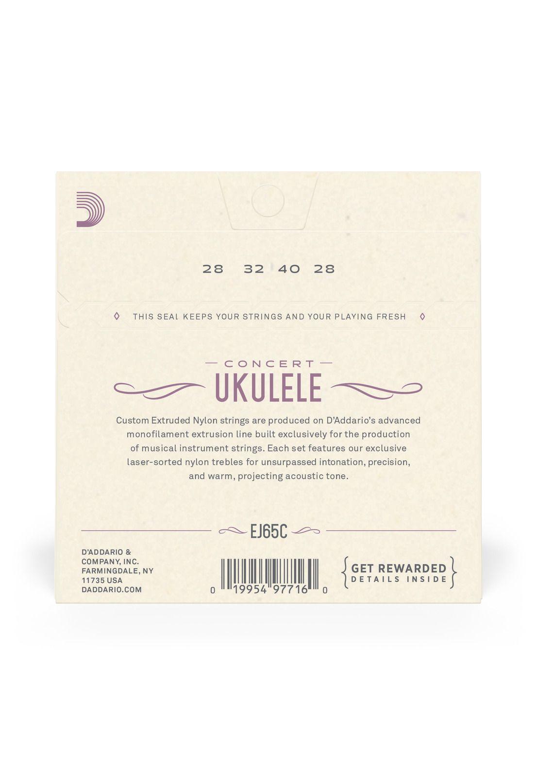 Set de cuerdas Ukelele Concert Clear EJ65C Daddario-3