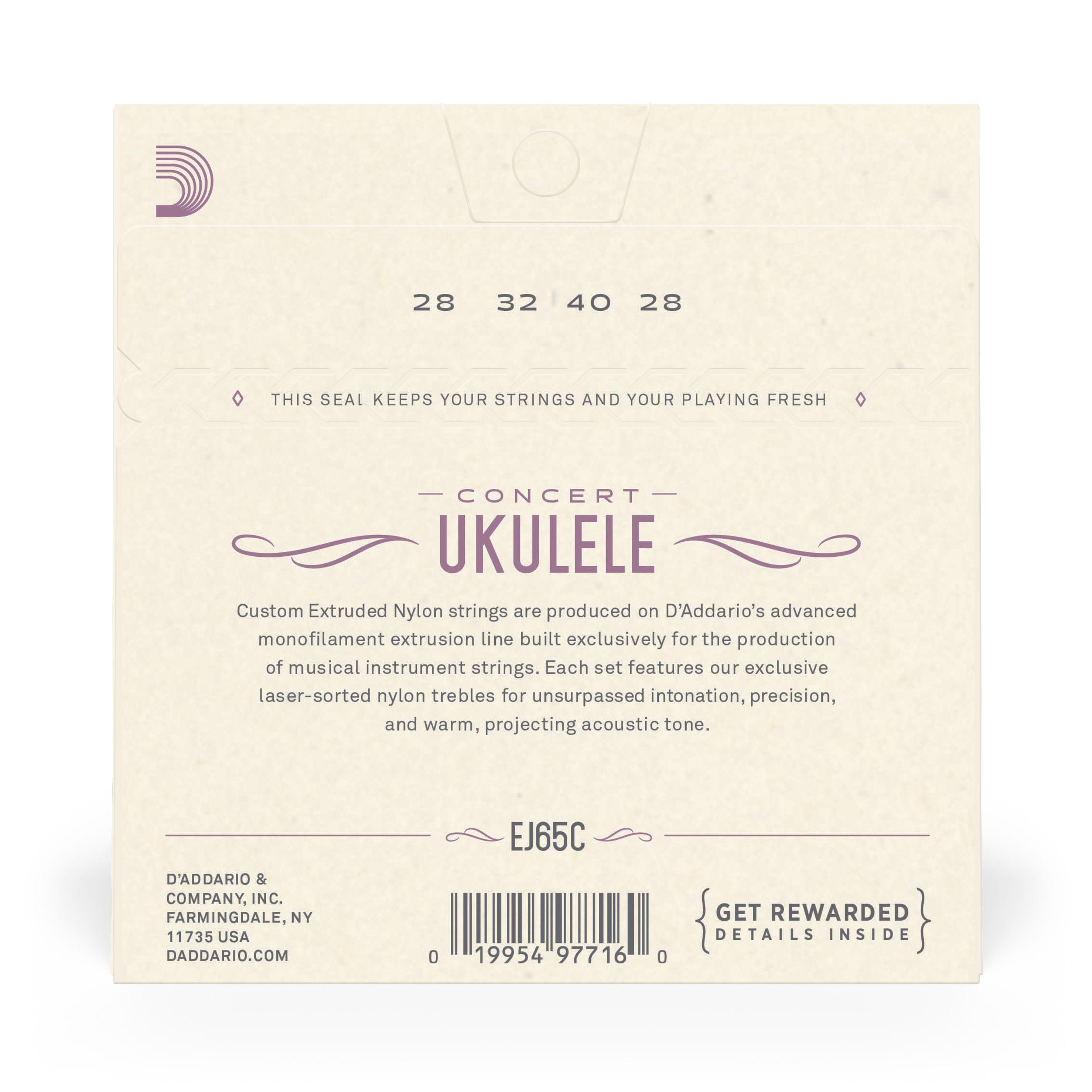 Set de cuerdas Ukelele Concert Clear EJ65C Daddario-2