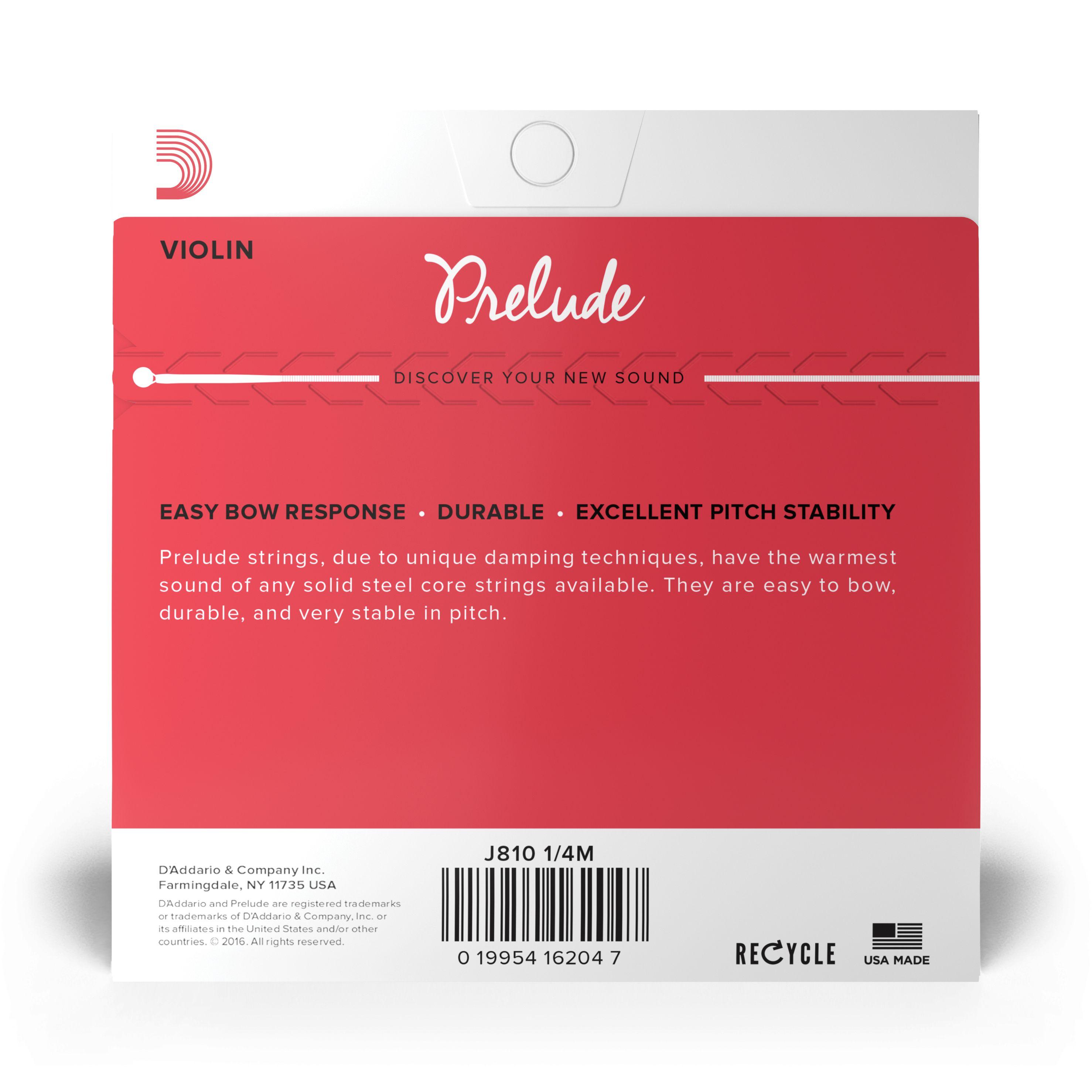 Set de cuerdas Violín 1/4 Prelude J810 1/4M Daddario-2